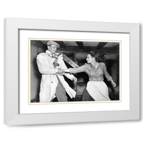 John Wayne White Modern Wood Framed Art Print with Double Matting by Hollywood Photo Archive