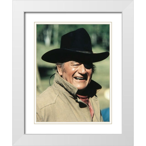 True Grit - John Wayne White Modern Wood Framed Art Print with Double Matting by Hollywood Photo Archive