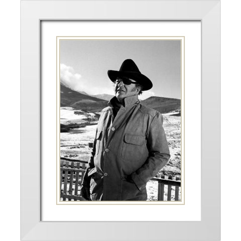 True Grit - John Wayne White Modern Wood Framed Art Print with Double Matting by Hollywood Photo Archive