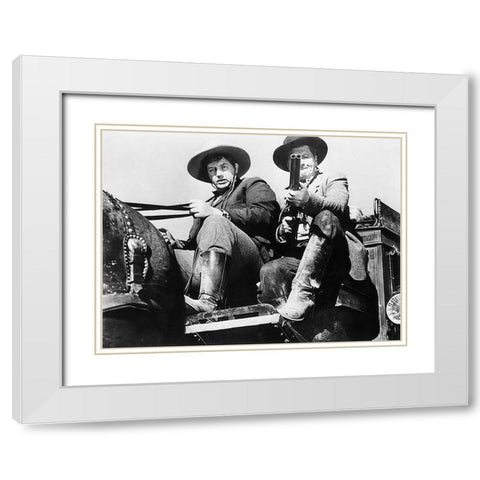 Stagecoach - John Wayne White Modern Wood Framed Art Print with Double Matting by Hollywood Photo Archive