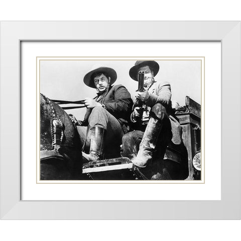Stagecoach - John Wayne White Modern Wood Framed Art Print with Double Matting by Hollywood Photo Archive