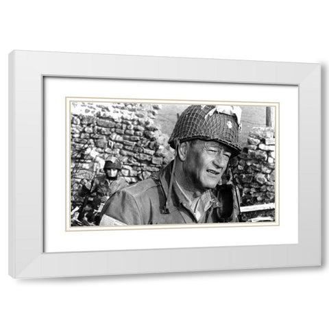 The Longest Day - John Wayne White Modern Wood Framed Art Print with Double Matting by Hollywood Photo Archive