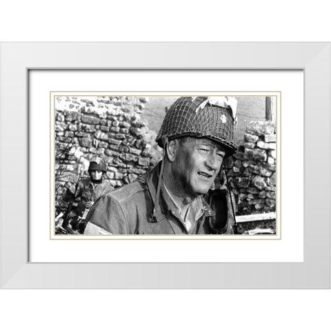 The Longest Day - John Wayne White Modern Wood Framed Art Print with Double Matting by Hollywood Photo Archive