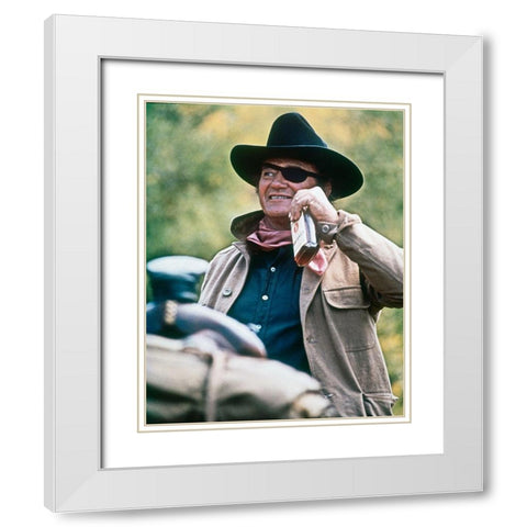 True Grit - John Wayne White Modern Wood Framed Art Print with Double Matting by Hollywood Photo Archive