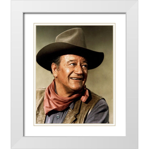 Chisum - John Wayne White Modern Wood Framed Art Print with Double Matting by Hollywood Photo Archive
