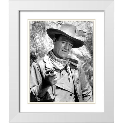 The Commancheros - John Wayne White Modern Wood Framed Art Print with Double Matting by Hollywood Photo Archive
