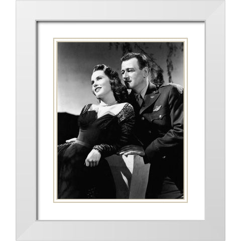 Jet Pilot - John Wayne White Modern Wood Framed Art Print with Double Matting by Hollywood Photo Archive