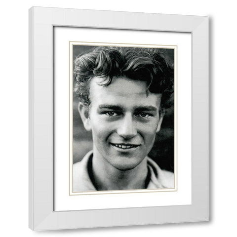 Young John Wayne White Modern Wood Framed Art Print with Double Matting by Hollywood Photo Archive