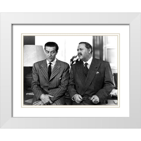 Charles Laughton - The Big Clock White Modern Wood Framed Art Print with Double Matting by Hollywood Photo Archive