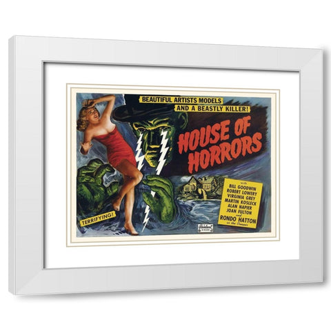 House of Horrors White Modern Wood Framed Art Print with Double Matting by Hollywood Photo Archive