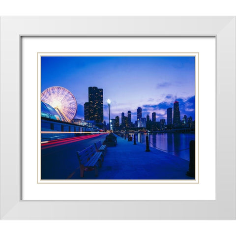 View of Chicago Illinois White Modern Wood Framed Art Print with Double Matting by Highsmith, Carol