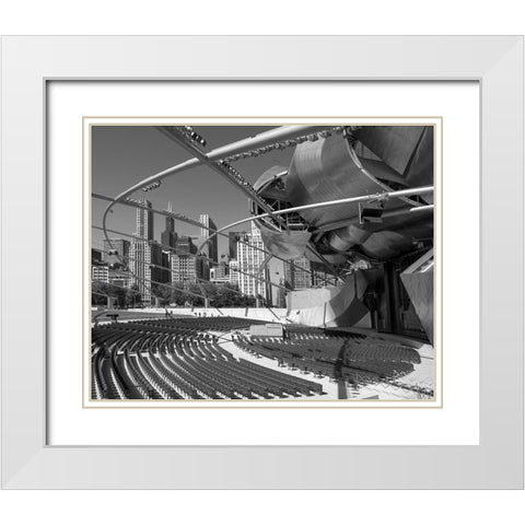 Jay Pritzker Pavillion by Frank Gehry in Grant Park Chicago Illinois White Modern Wood Framed Art Print with Double Matting by Highsmith, Carol