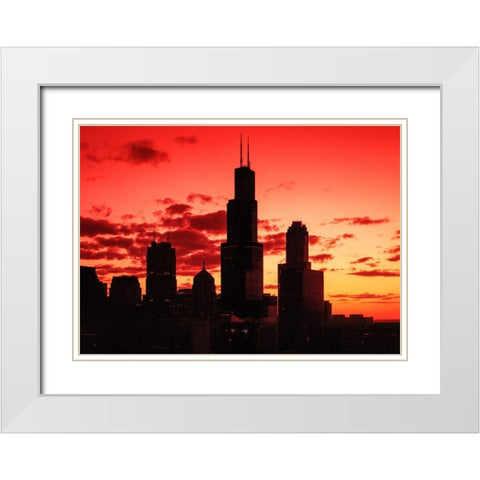 Chicago silhouette Chicago Illinois White Modern Wood Framed Art Print with Double Matting by Highsmith, Carol