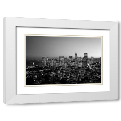 San Francisco California at dusk White Modern Wood Framed Art Print with Double Matting by Highsmith, Carol