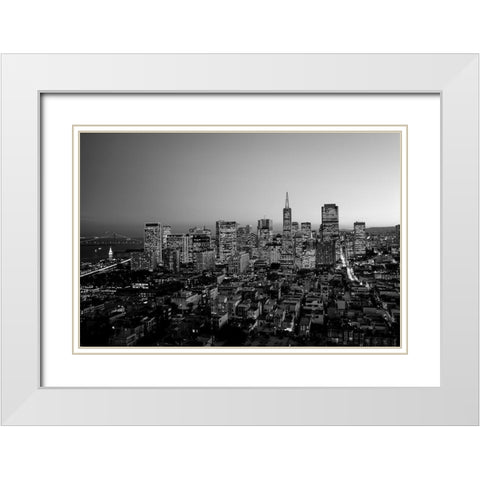San Francisco California at dusk White Modern Wood Framed Art Print with Double Matting by Highsmith, Carol