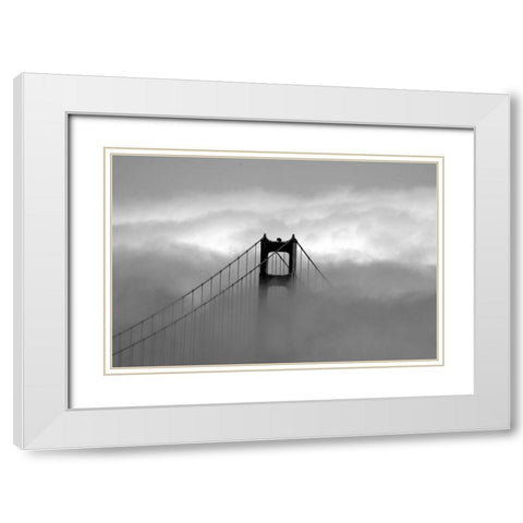 Golden Gate Bridge with fog rolling over it San Francisco California White Modern Wood Framed Art Print with Double Matting by Highsmith, Carol