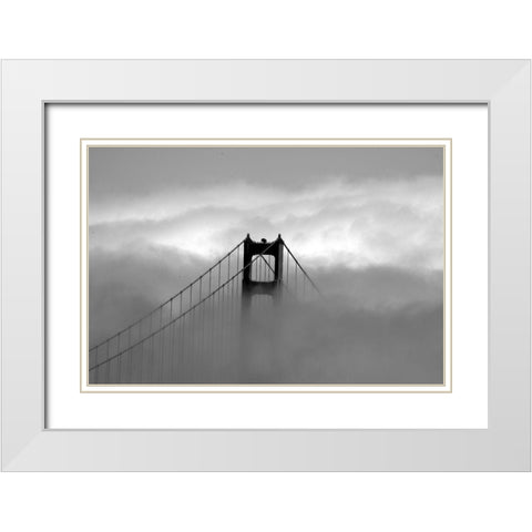 Golden Gate Bridge with fog rolling over it San Francisco California White Modern Wood Framed Art Print with Double Matting by Highsmith, Carol