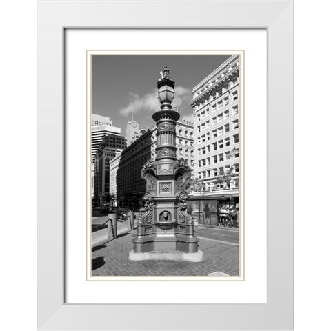 Lottas Fountain in San Francisco California White Modern Wood Framed Art Print with Double Matting by Highsmith, Carol