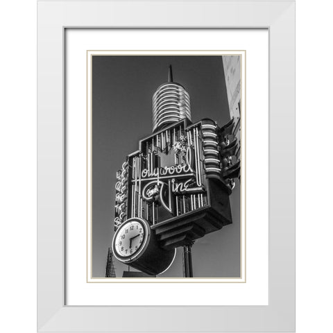 A neon sign from Hollywood and Vine Los Angeles California White Modern Wood Framed Art Print with Double Matting by Highsmith, Carol