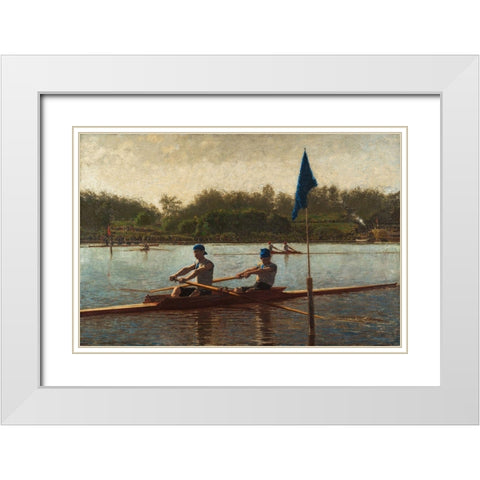 The Biglin Brothers Turning the Stake White Modern Wood Framed Art Print with Double Matting by Eakins, Thomas
