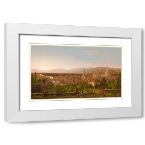 View of Florence White Modern Wood Framed Art Print with Double Matting by Cole, Thomas