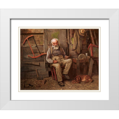 Boat Builder White Modern Wood Framed Art Print with Double Matting by Brown, John Geogre
