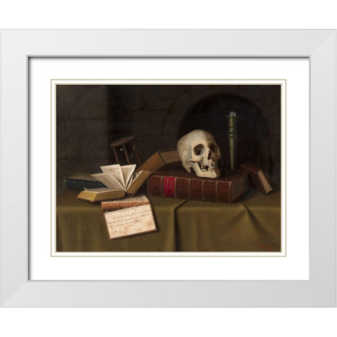 Memento Mori To This Favour White Modern Wood Framed Art Print with Double Matting by Harnett, William Michael