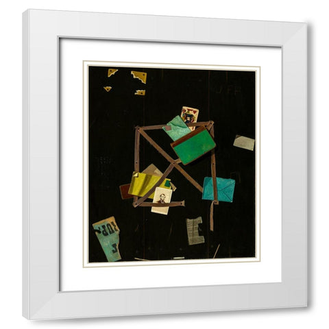 Card Rack with a Jack of Hearts White Modern Wood Framed Art Print with Double Matting by Peto, John F.