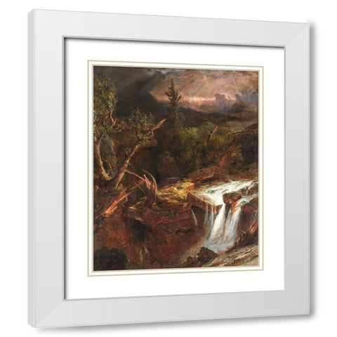 The Clove  A Storm Scene in the Catskill Mountains White Modern Wood Framed Art Print with Double Matting by Cropsey, Jasper F.