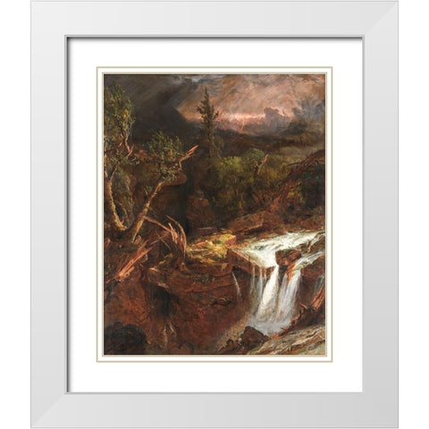 The Clove  A Storm Scene in the Catskill Mountains White Modern Wood Framed Art Print with Double Matting by Cropsey, Jasper F.