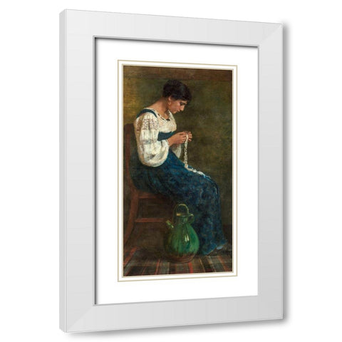 Capri Lace Maker White Modern Wood Framed Art Print with Double Matting by Butler, George B.