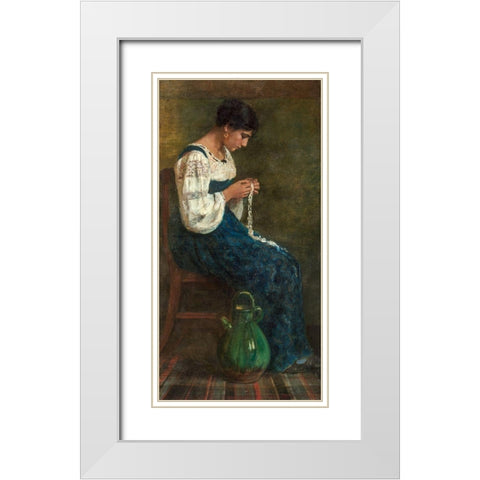 Capri Lace Maker White Modern Wood Framed Art Print with Double Matting by Butler, George B.