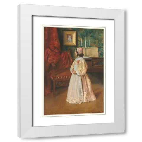 Portrait of My Daughter Alice White Modern Wood Framed Art Print with Double Matting by Chase, William Merritt