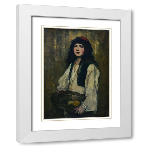 The Venetian Girl White Modern Wood Framed Art Print with Double Matting by Duveneck, Frank