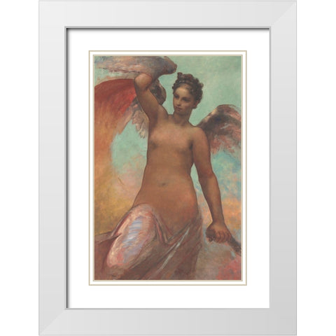 Winged Fortune White Modern Wood Framed Art Print with Double Matting by Hunt, William Morris