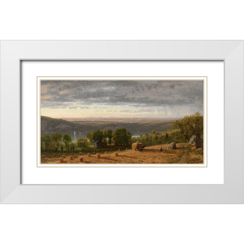 Landscape with Haywain White Modern Wood Framed Art Print with Double Matting by Wittredge, Worthington