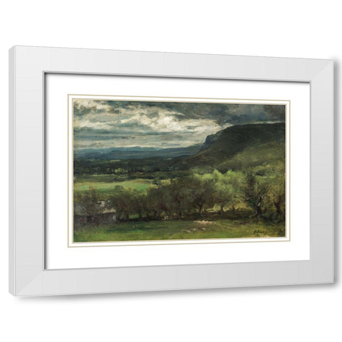 Montclair New Jersey White Modern Wood Framed Art Print with Double Matting by Inness, George