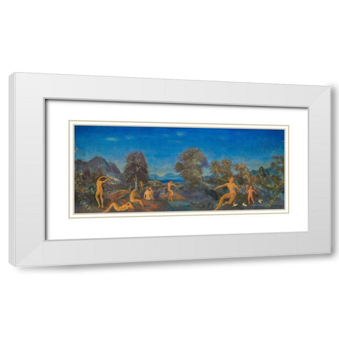 Hermes and the Infant Dionysus White Modern Wood Framed Art Print with Double Matting by Davies, Arthur B.