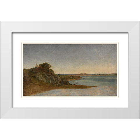 View near Newport White Modern Wood Framed Art Print with Double Matting by Kensett, John Frederick