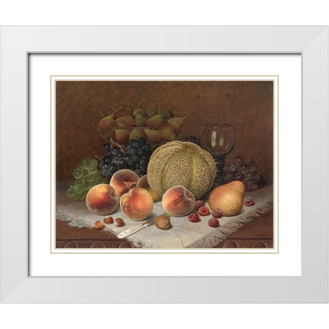 Still Life with Cantaloupe White Modern Wood Framed Art Print with Double Matting by Brown, William Mason