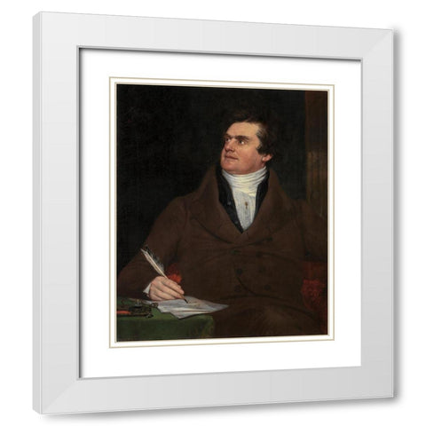 Colonel William Leete Stone White Modern Wood Framed Art Print with Double Matting by Page, William