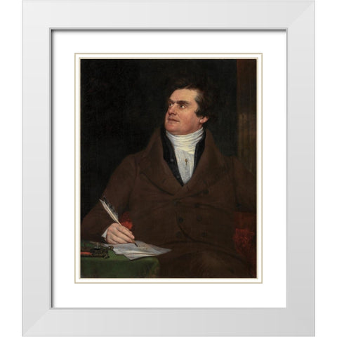 Colonel William Leete Stone White Modern Wood Framed Art Print with Double Matting by Page, William