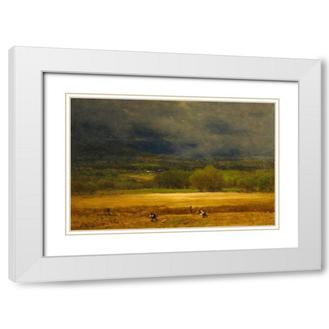 The Wheat Field White Modern Wood Framed Art Print with Double Matting by Inness, George