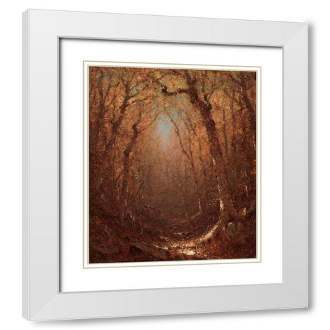 Autumn a Wood Path White Modern Wood Framed Art Print with Double Matting by Gifford, Sanford Robinson