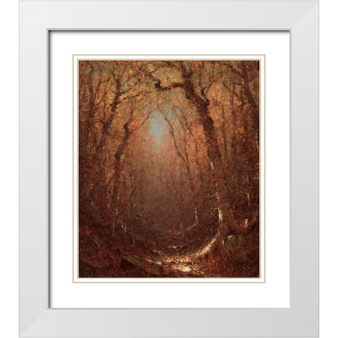 Autumn a Wood Path White Modern Wood Framed Art Print with Double Matting by Gifford, Sanford Robinson