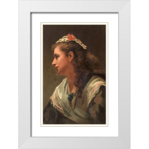 His First Model Miss Russell White Modern Wood Framed Art Print with Double Matting by Hunt, William Morris