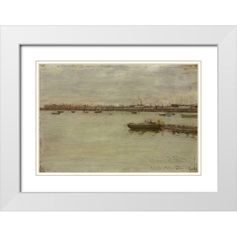 Seascape White Modern Wood Framed Art Print with Double Matting by Ranger, Henry Ward