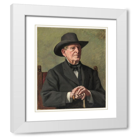 Portrait of an Old Sea Captain White Modern Wood Framed Art Print with Double Matting by Isham, Samuel