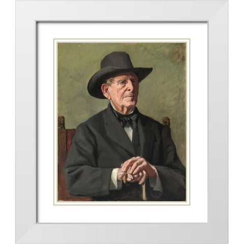 Portrait of an Old Sea Captain White Modern Wood Framed Art Print with Double Matting by Isham, Samuel