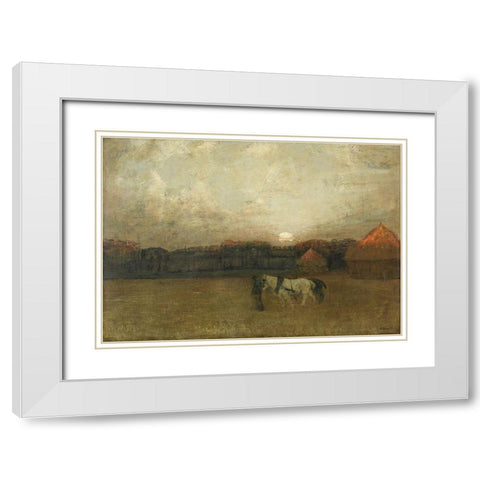 The Stubble Field White Modern Wood Framed Art Print with Double Matting by Dearth, Henry Golden